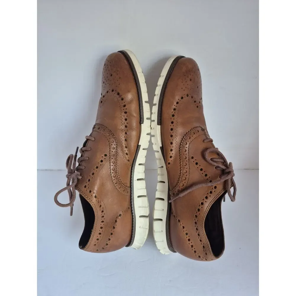 Cole Haan C14493 Mens 12 M British Tan Zerogrand Wingtip Oxford Leather Shoes
